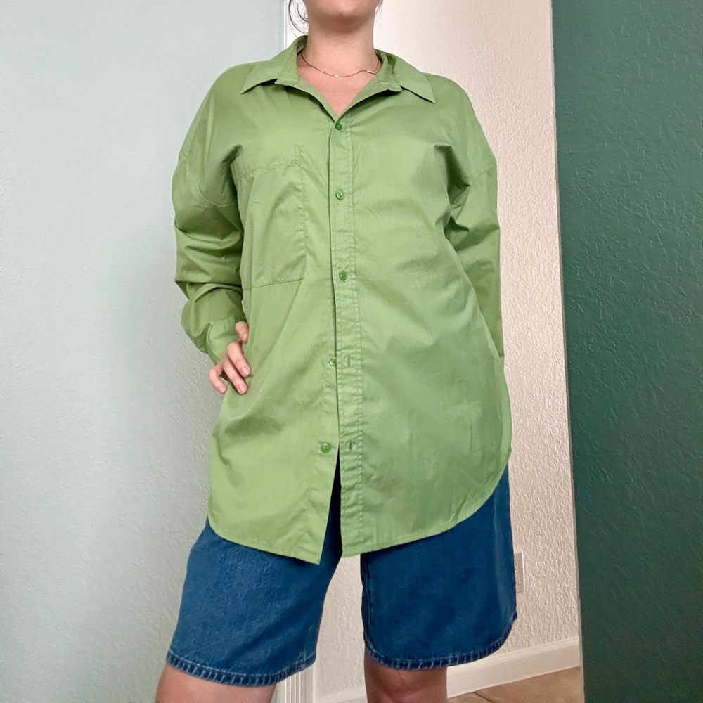 Abercrombie & Fitch‎ Green Button Down Poplin Shirt- Size Large